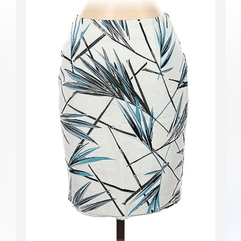 White House Black Market Graphic tropic blue formal skirt